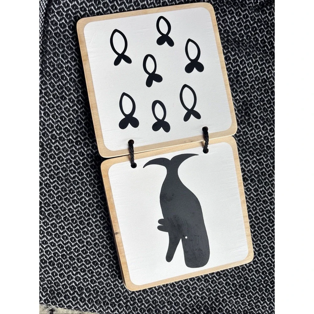 Lovevery Wooden High Contrast Animal Board Book Used From Looker Kit Black White